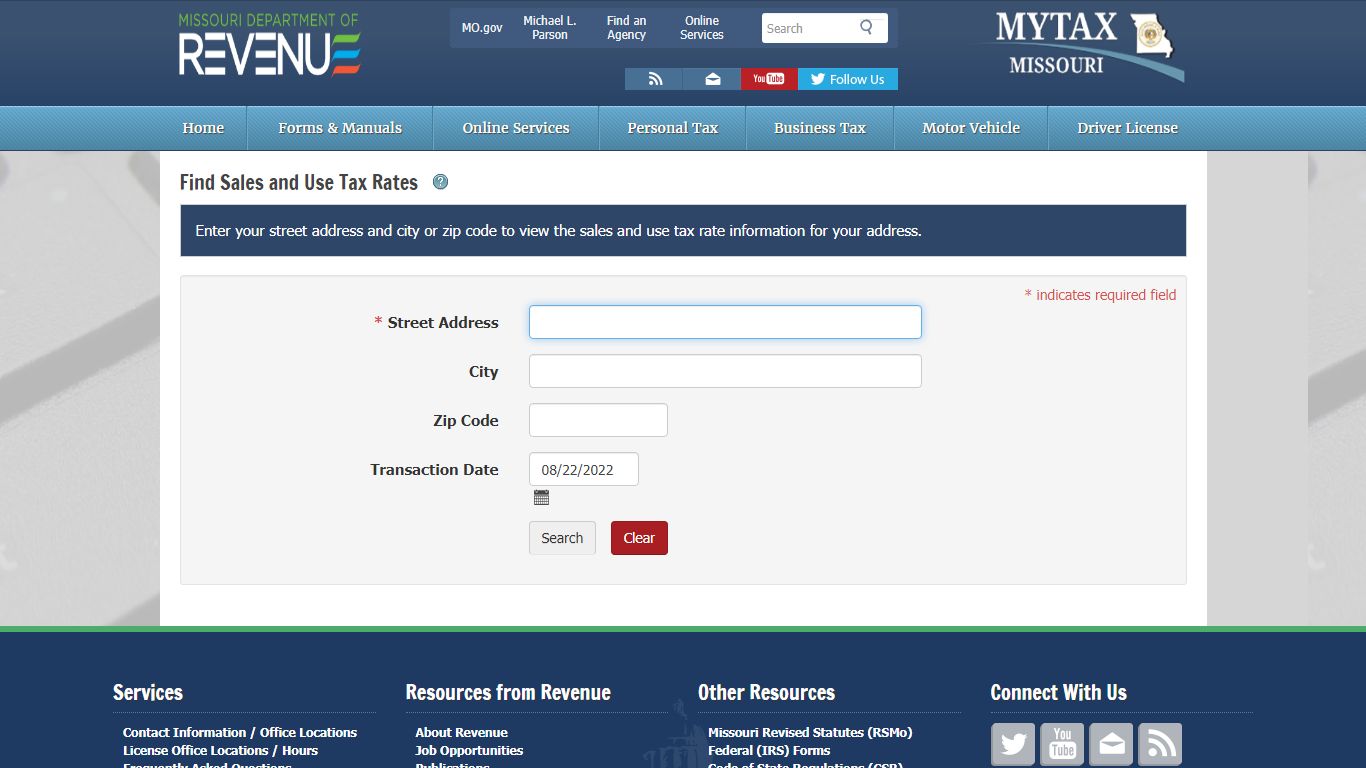 Find Sales Use Tax Rates - Missouri
